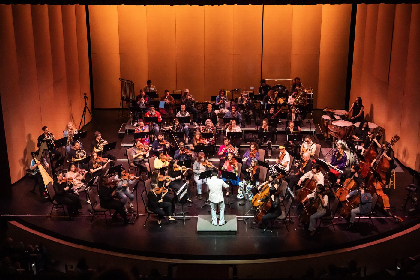 Conducting a full orchestra on stage