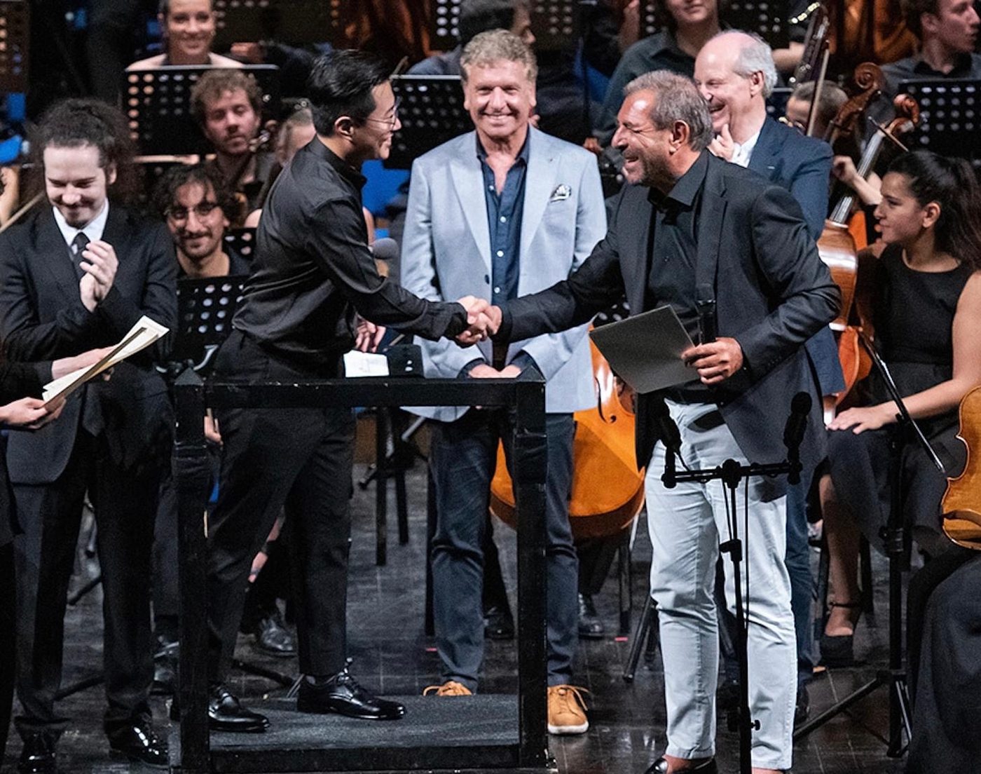 On stage following an international engagement