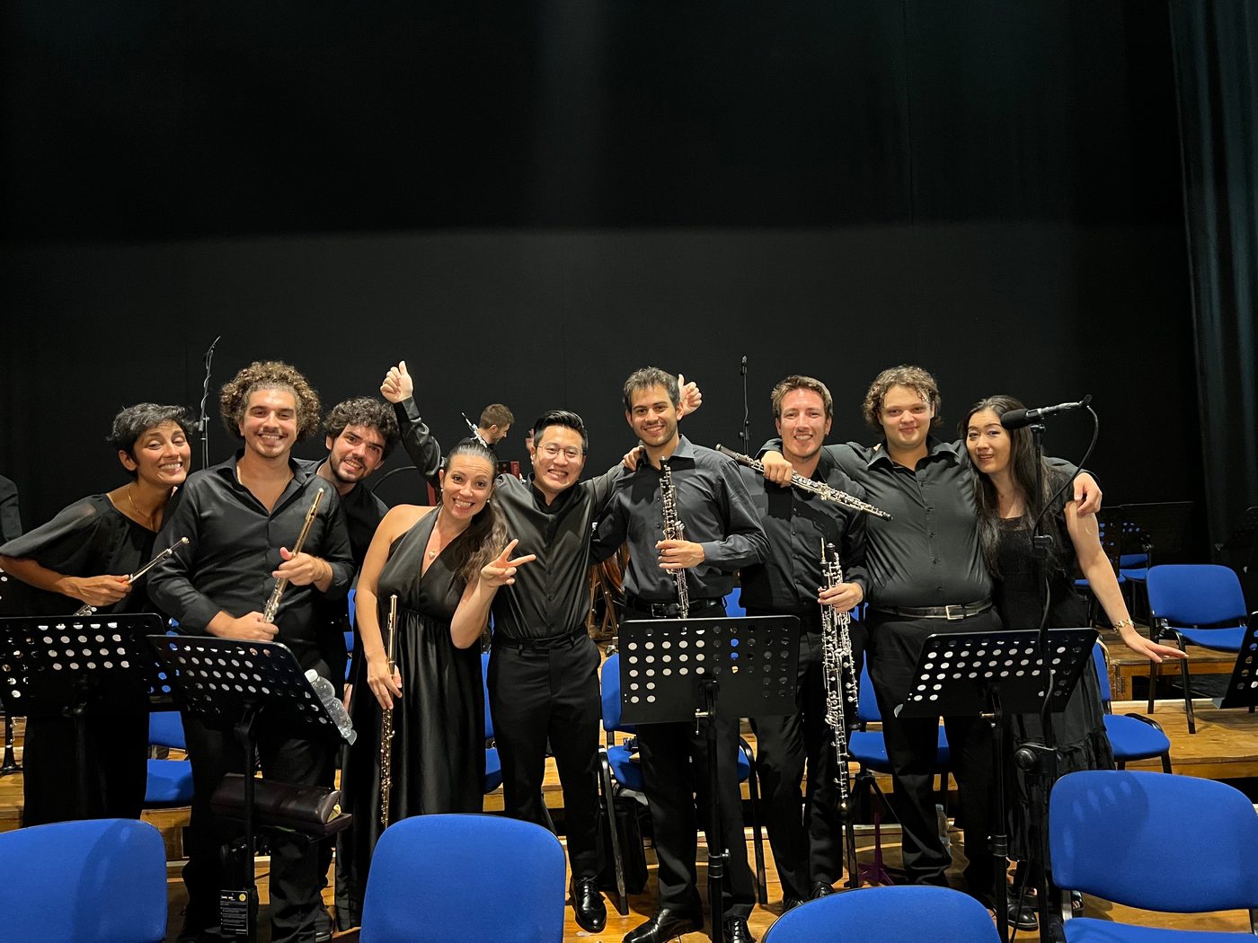 Taking a bow with the ensemble